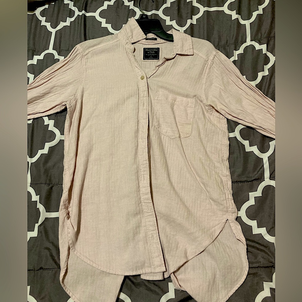Women’s Oversized Corduroy Boyfriend Shirt - Abercrombie and Fitch